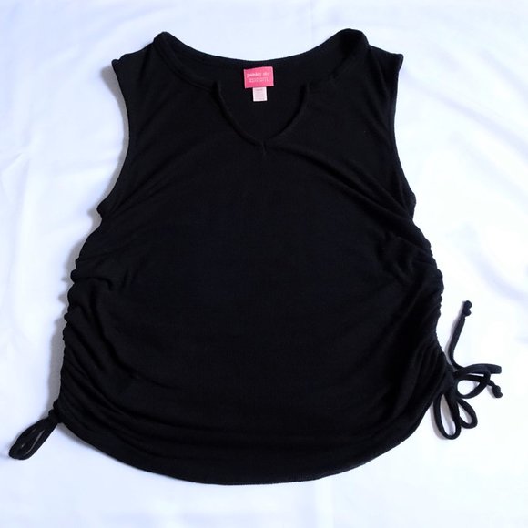 Paisley Sky Black Ribbed Maternity Tank Top - Picture 1 of 4